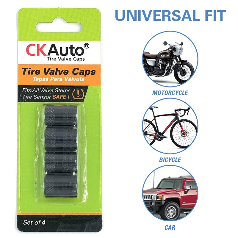 CKAuto 4 Pcs Aluminum Tire Valve Stem Caps with N2 Nitrogen Logo, Universal Stem Covers for Cars, SUVs, Bike and Bicycle, Trucks, Motorcycles | TPMS Safe | Corrosion Resistant | Dust Proof, Black - Image 5